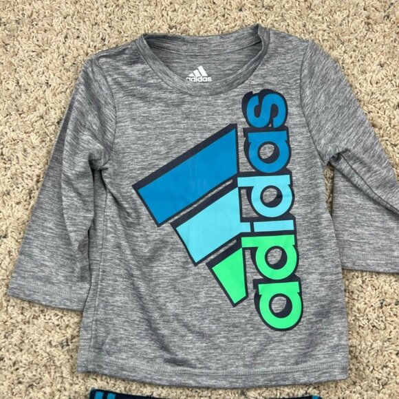 Baby Boy's Blue Track Suit Top, Pants Adidas Size 12M Navy Blue Light Blue Gray - Picture 3 of 10